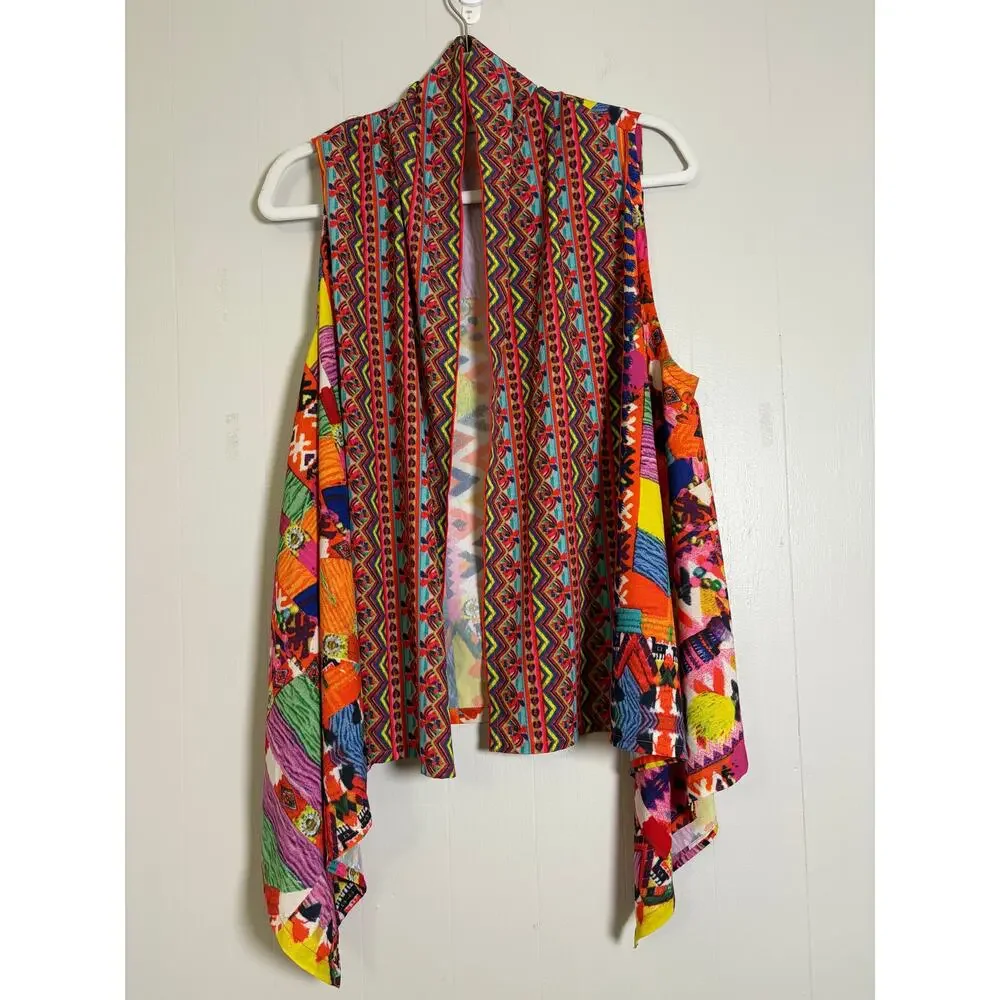 Soft Surroundings Copa Cabana L/XL Colorful Open Drape Front Vest - Picture 1 of 5